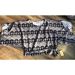 Cowgirl Justice Women size S southwestern Black Short slit Sleeve Blouse NWT